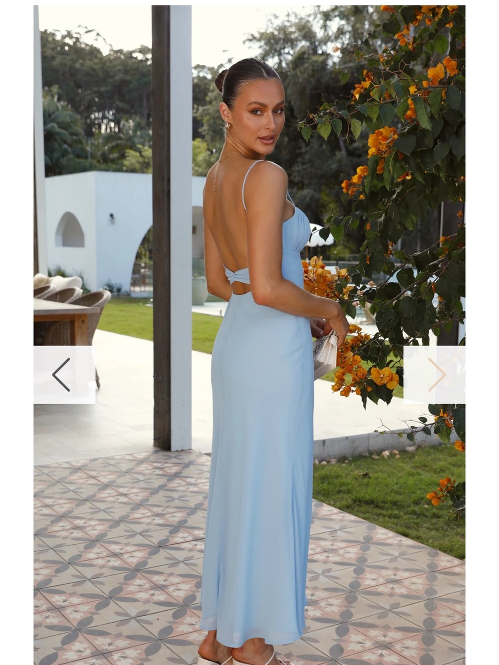 Brand-New WT Open-Back Light Blue Spaghetti-Strap Maxi Dress